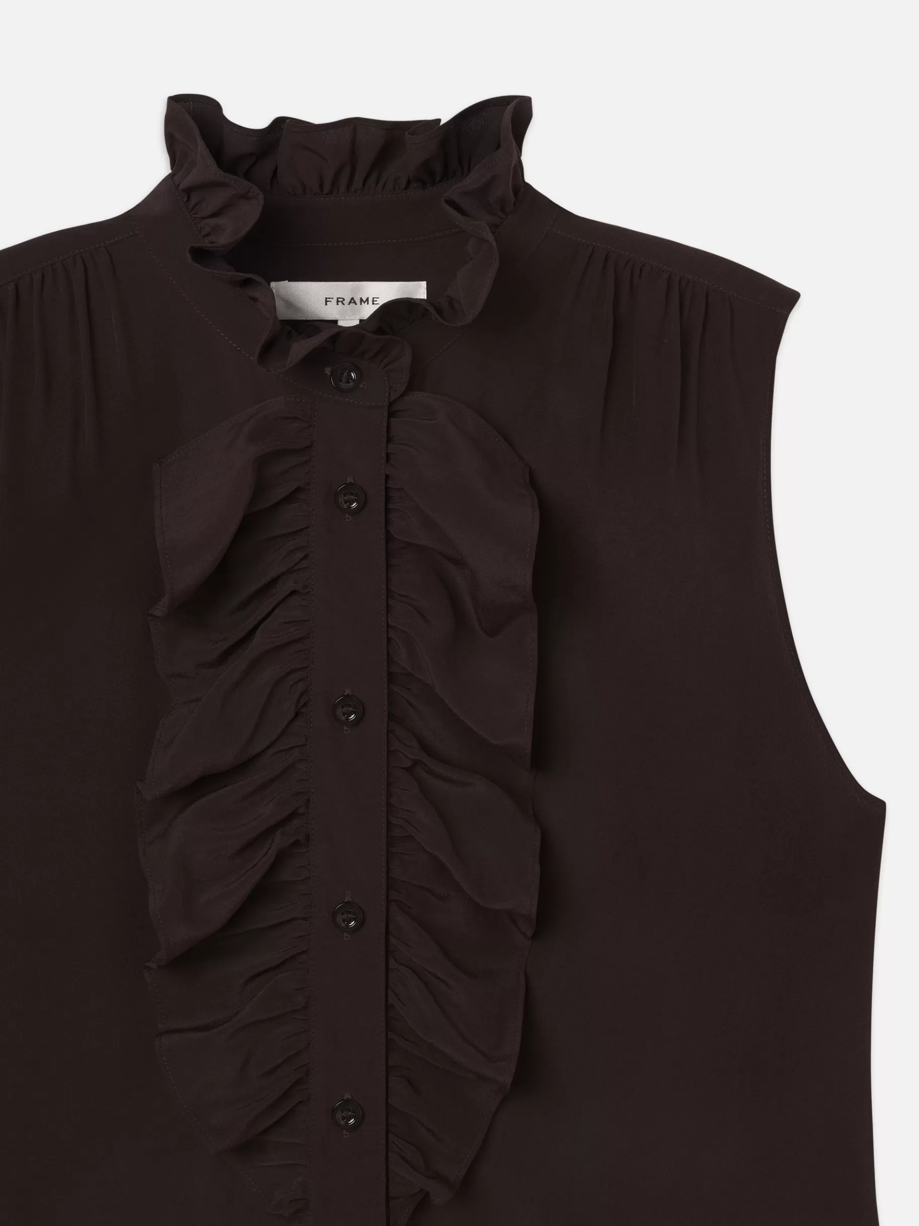Tops & Blouses*FRAME Sleeveless Ruffle Front Blouse in Espresso