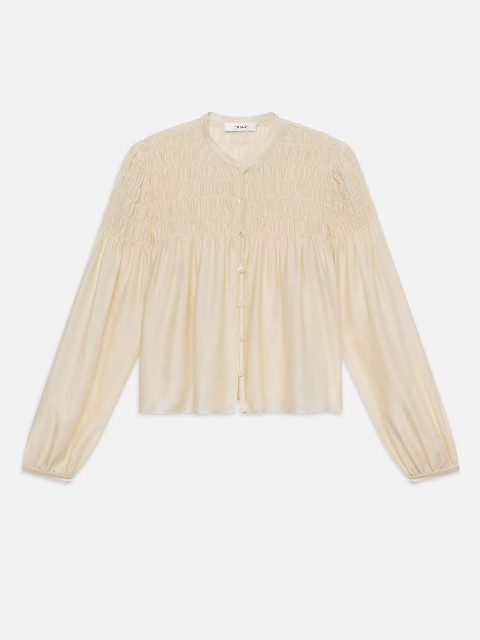 Tops & Blouses*FRAME Smocked Collarless Blouse in Champagne