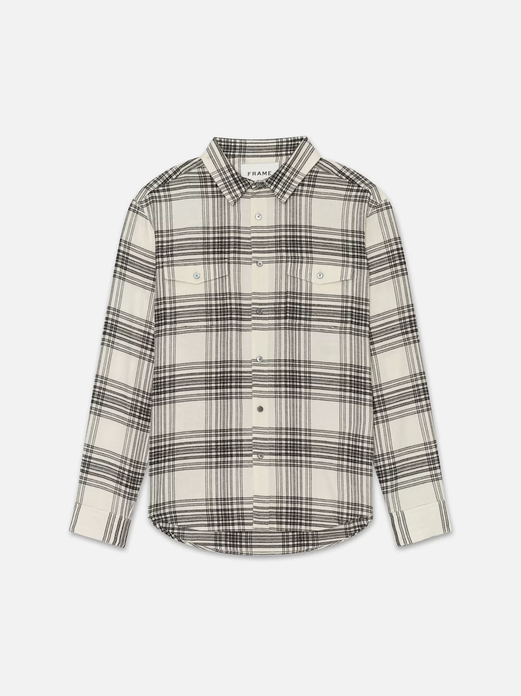 Shirts*FRAME Spring Plaid Shirt in White Canvas/Black Plaid Whitecanvas/black