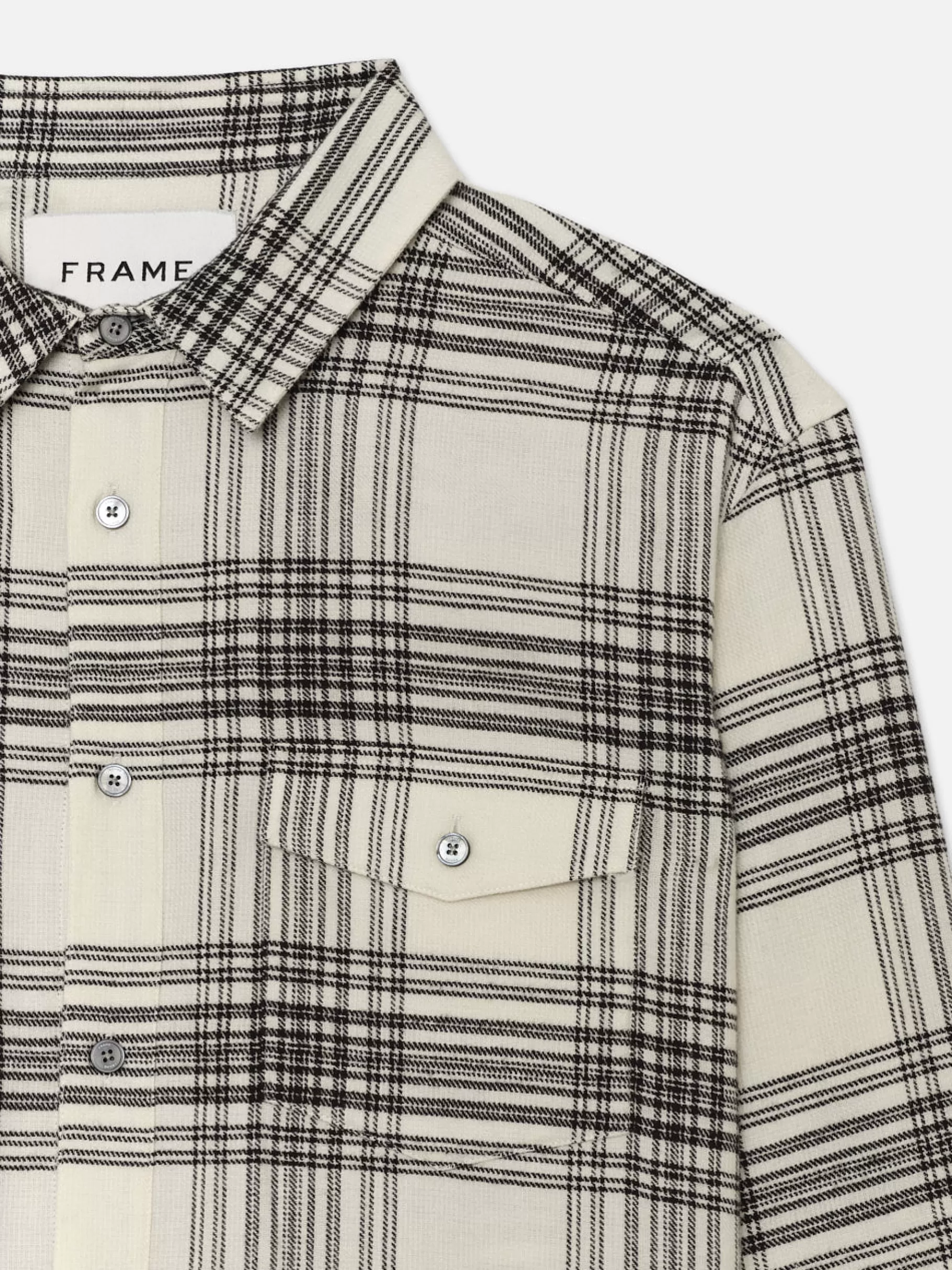 Shirts*FRAME Spring Plaid Shirt in White Canvas/Black Plaid Whitecanvas/black
