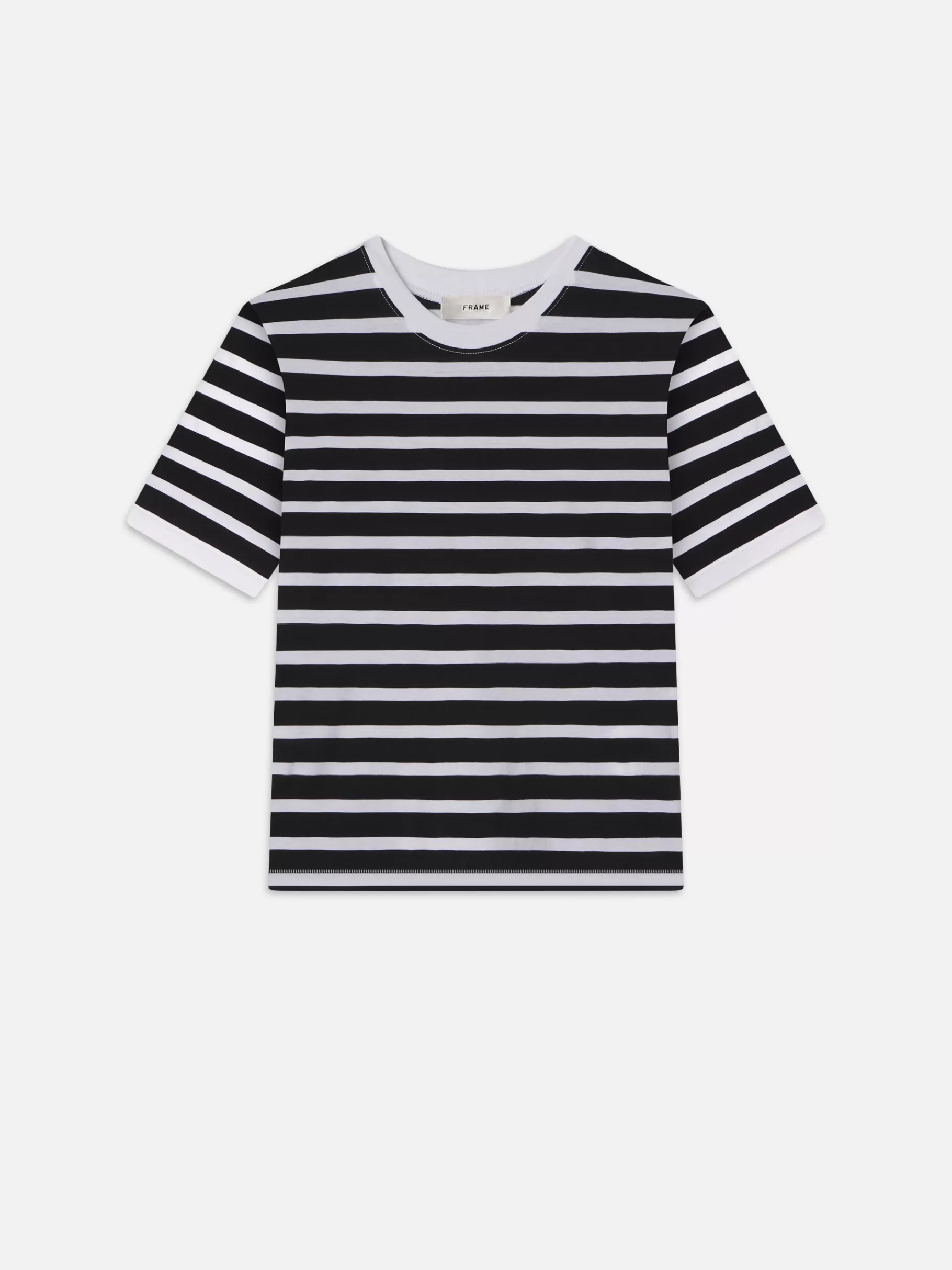 Tanks & Tees*FRAME Striped Baby Tee in Black Multi Blackmulti
