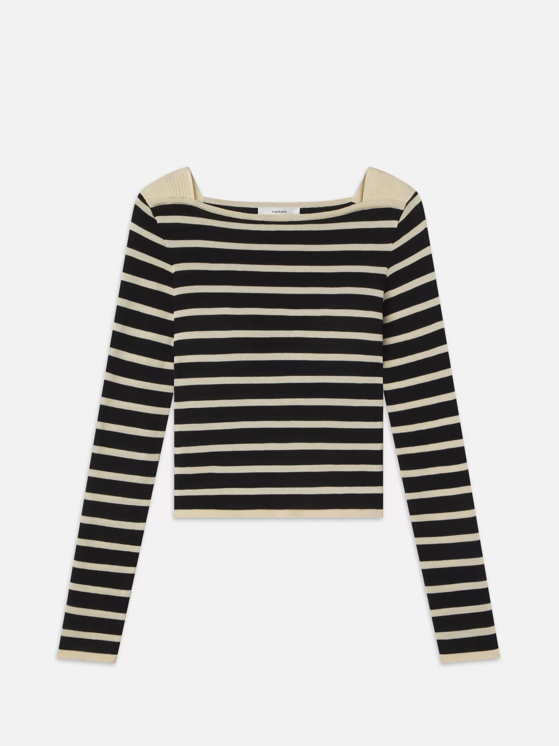 Sweaters*FRAME Striped Boatneck Sweater in Black Multi Blackmulti