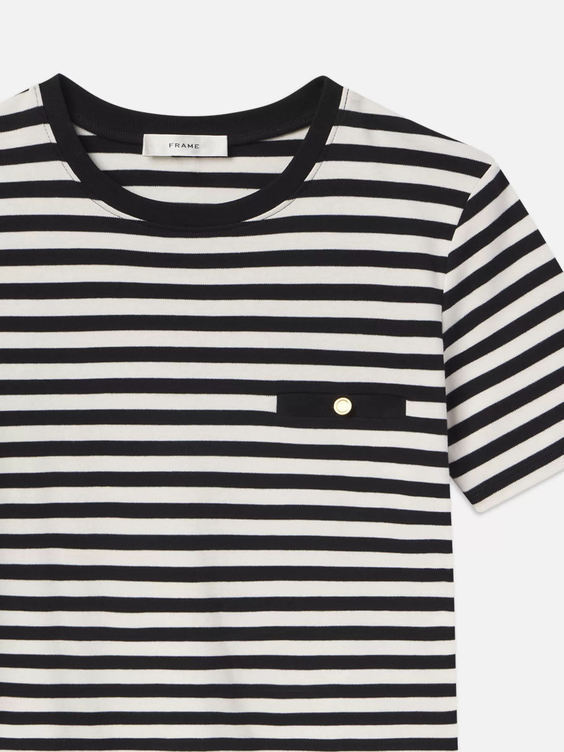Tanks & Tees*FRAME Striped Pocket Tee in Black Multi Blackmulti