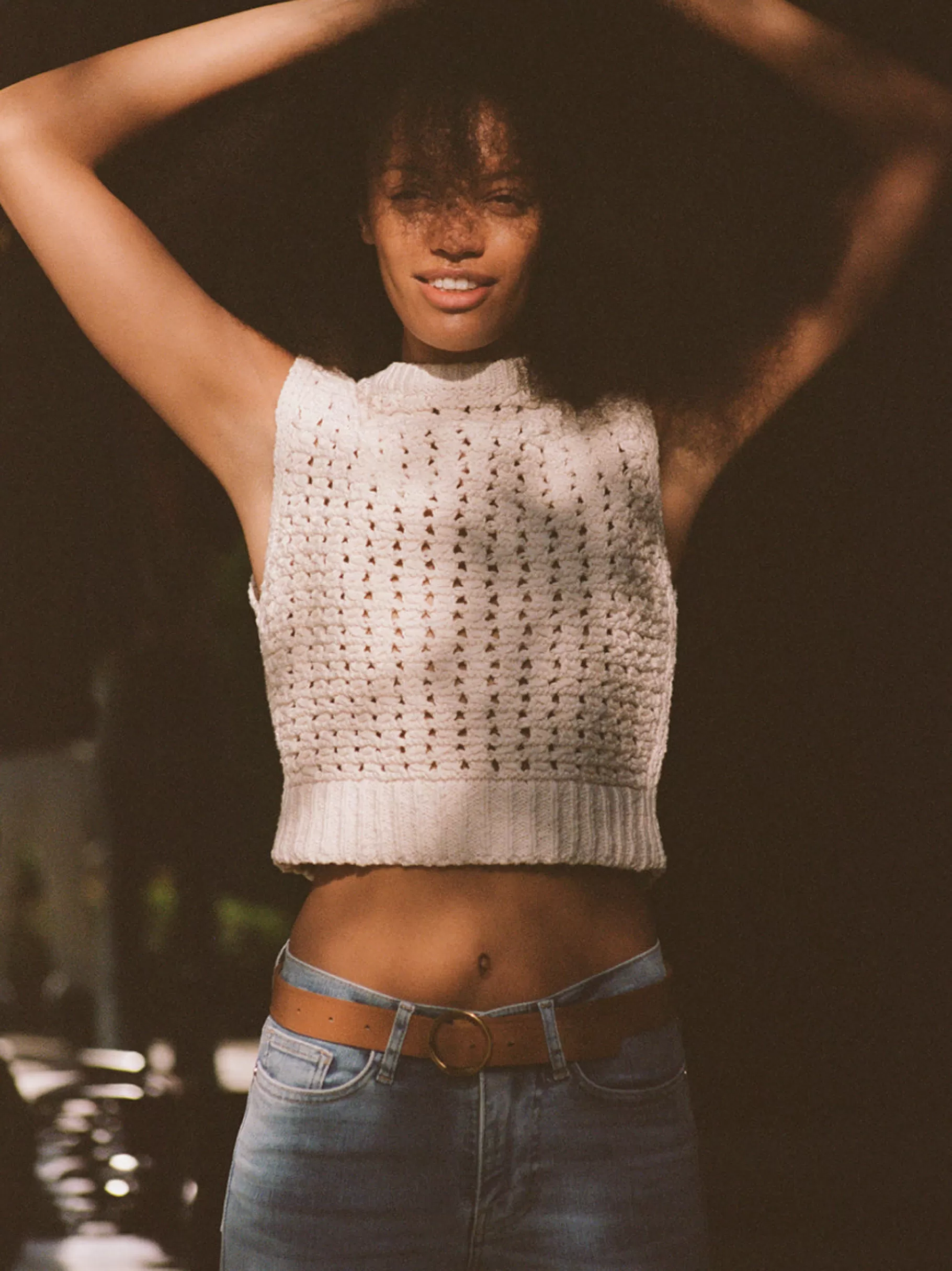 Sweaters*FRAME Tape Yarn Sweater Vest in Cream