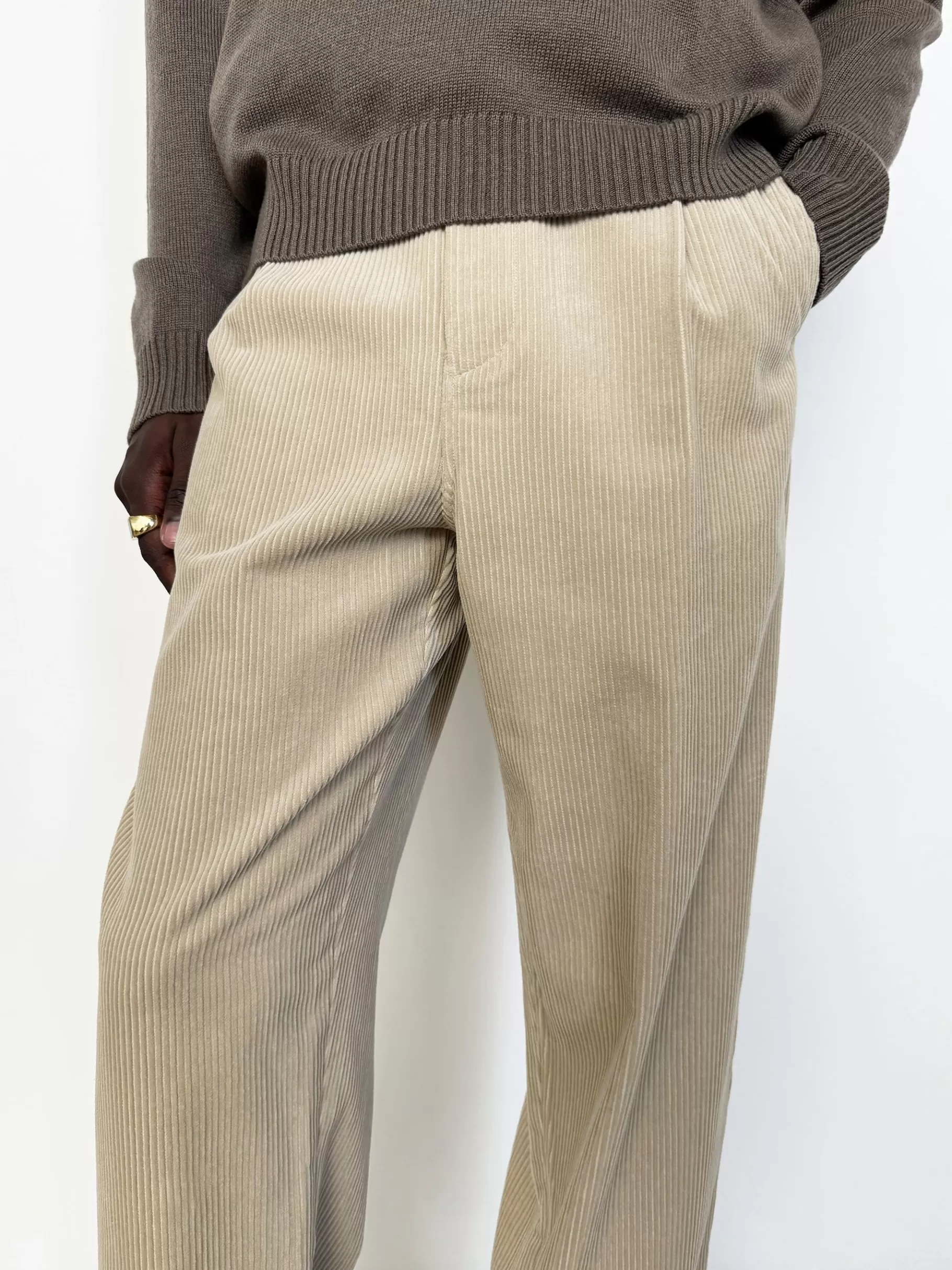Pants & Shorts*FRAME Tapered Pleated Trousers in Dove