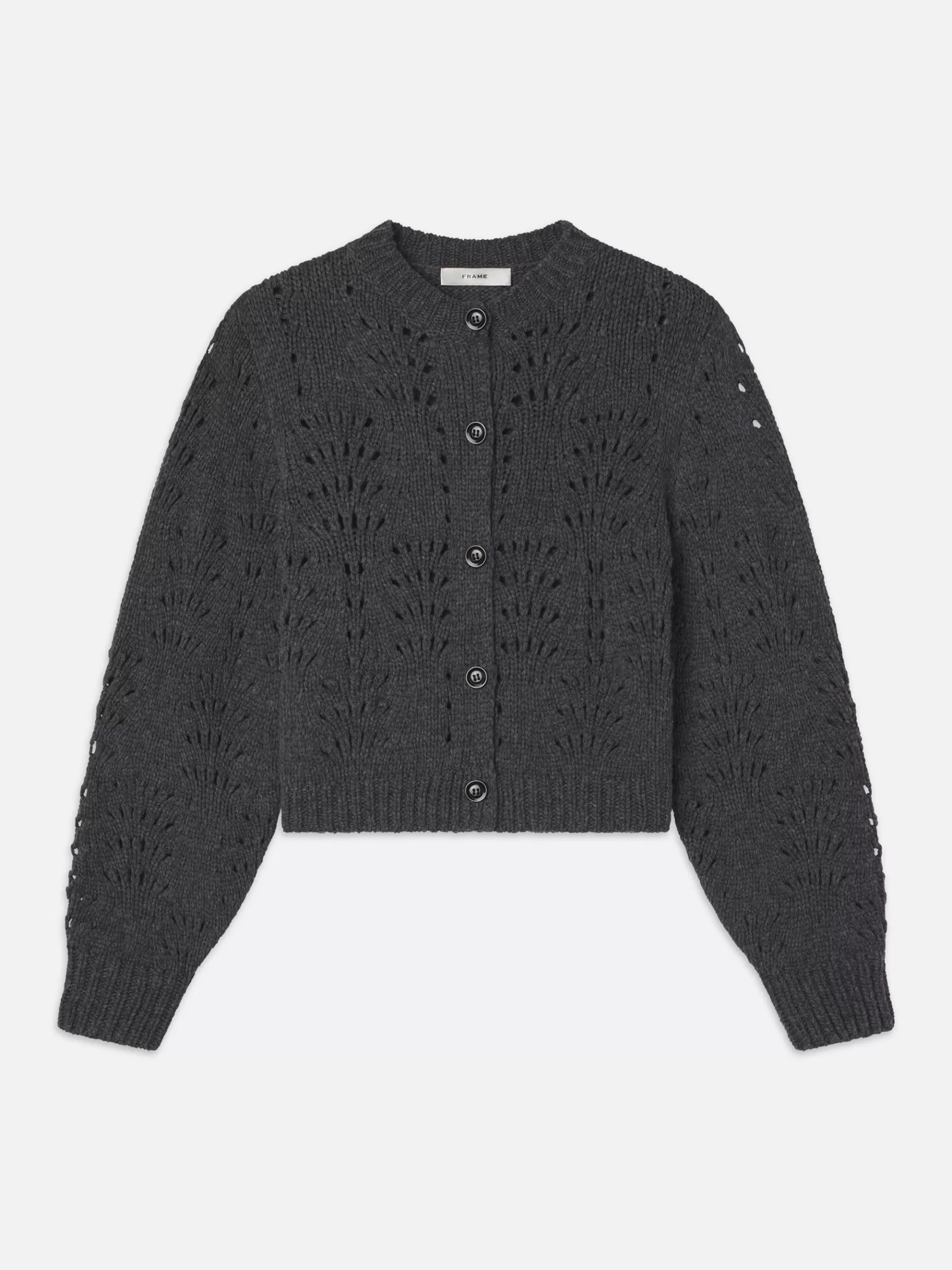 Sweaters*FRAME Textured Stitch Cardigan in Dark Gris Heather Darkgrisheather