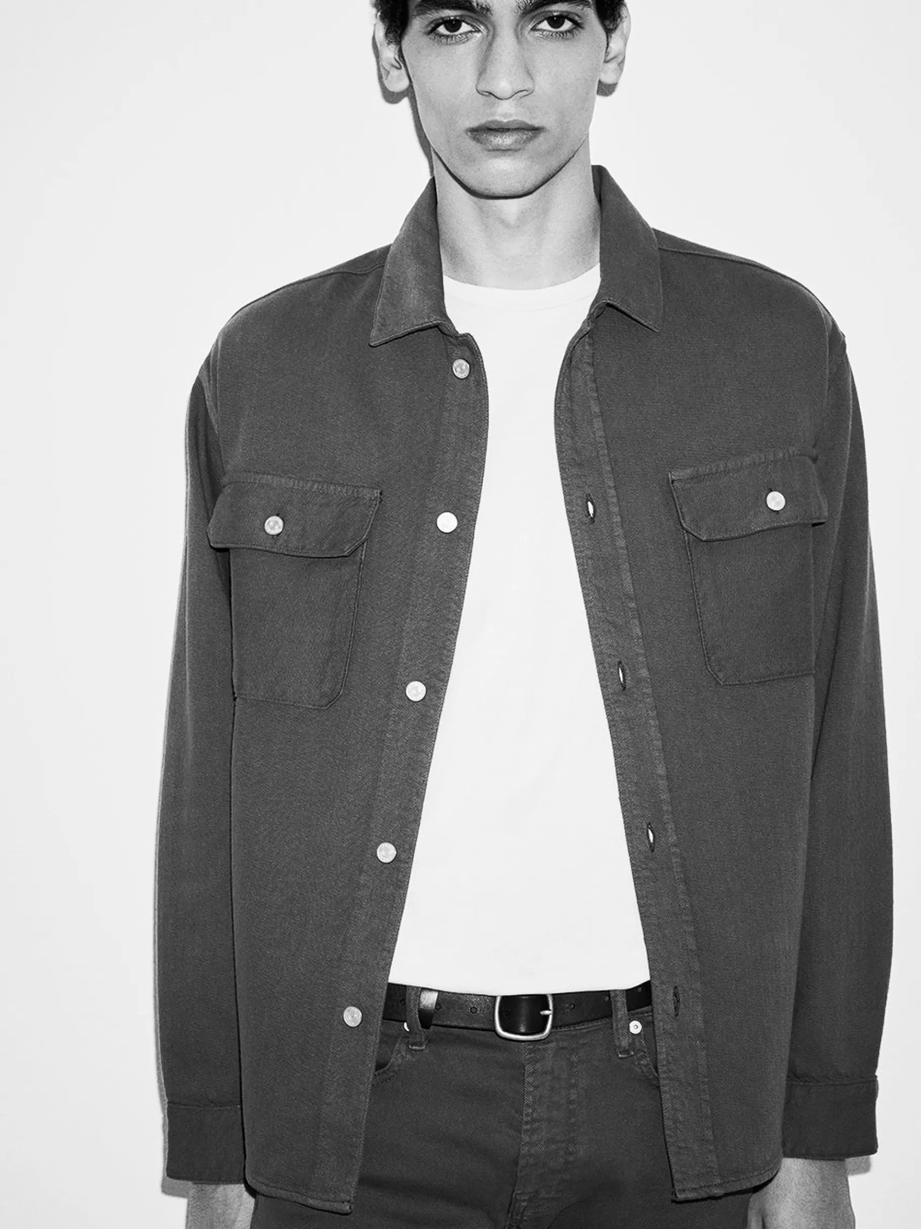 Jackets & Coats | Shirts*FRAME Textured Terry Overshirt in Black
