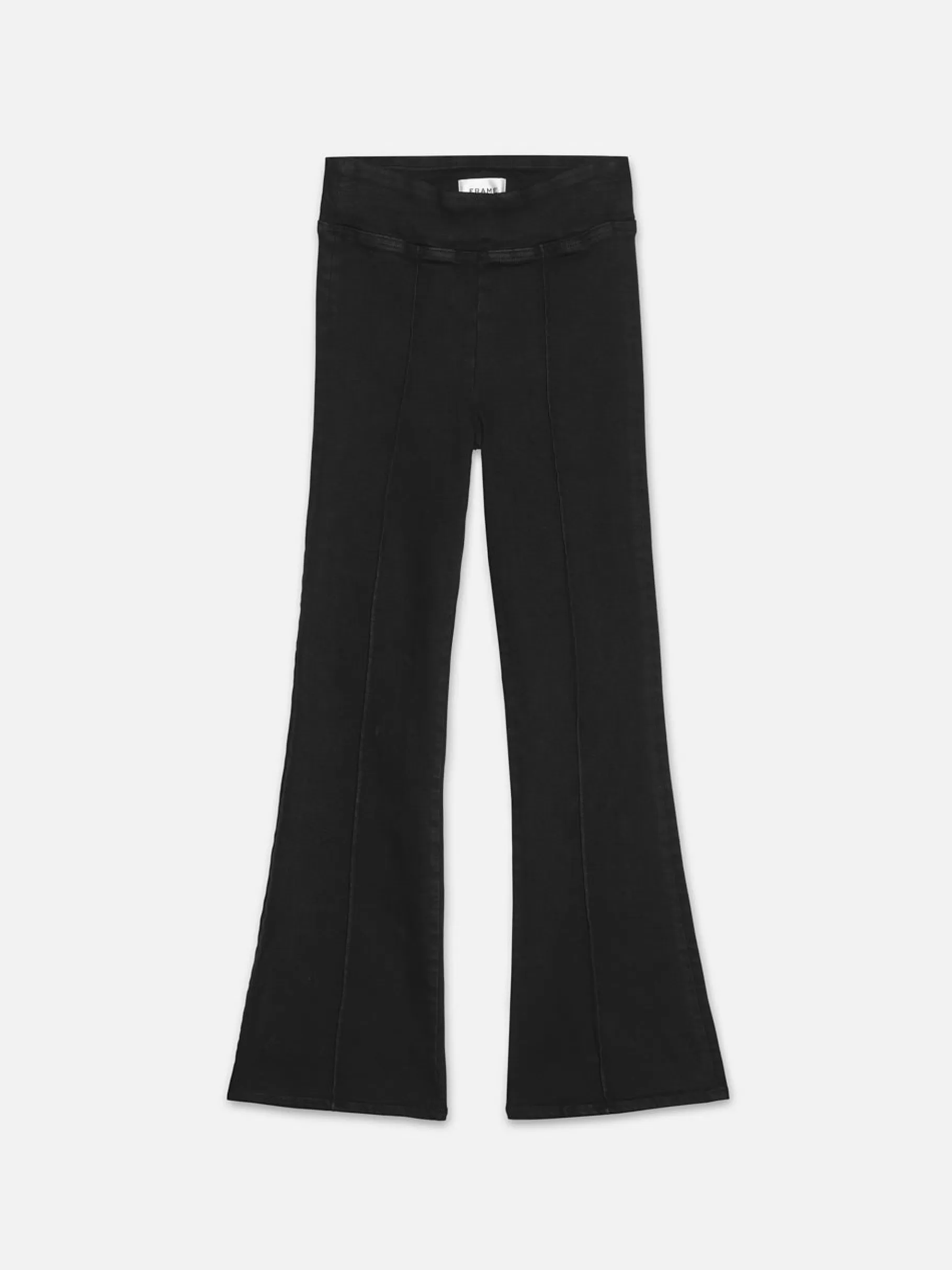 Bootcut*FRAME The Jetset Crop Mini Boot Pintuck in Sheen Noir Sheennoir