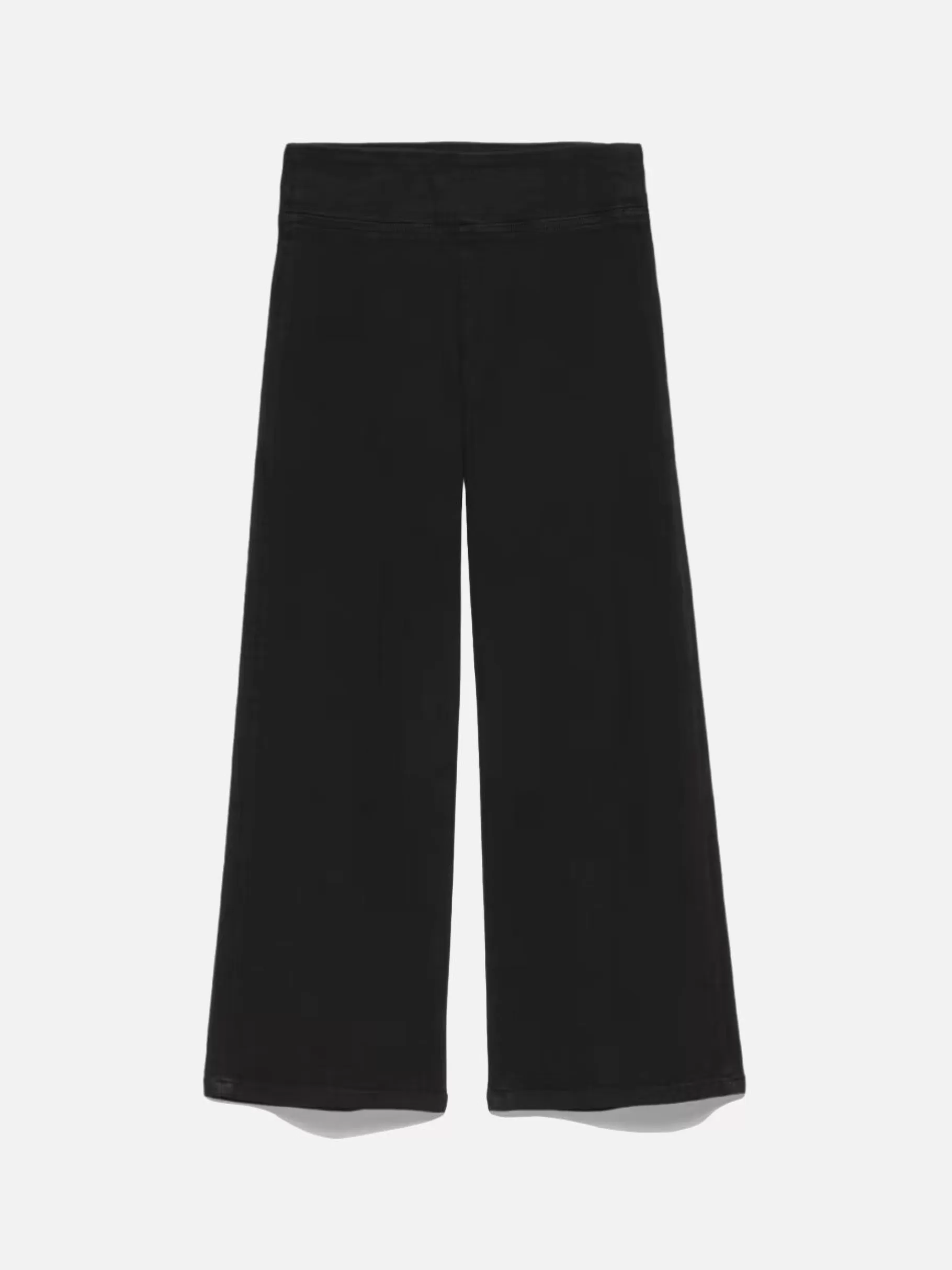Wide Leg*FRAME The Jetset Wide Crop in Sheen Noir Sheennoir