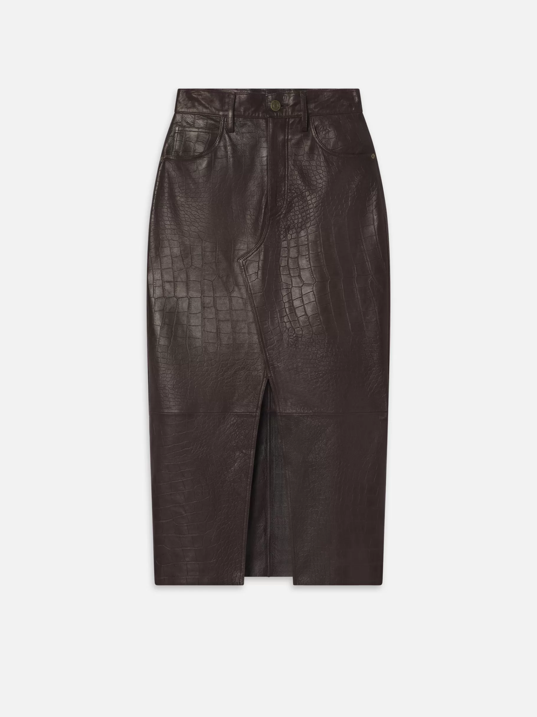 Leather & Suede | Skirts & Shorts*FRAME The Midaxi Leather Skirt in Espresso Croc Espressocroc