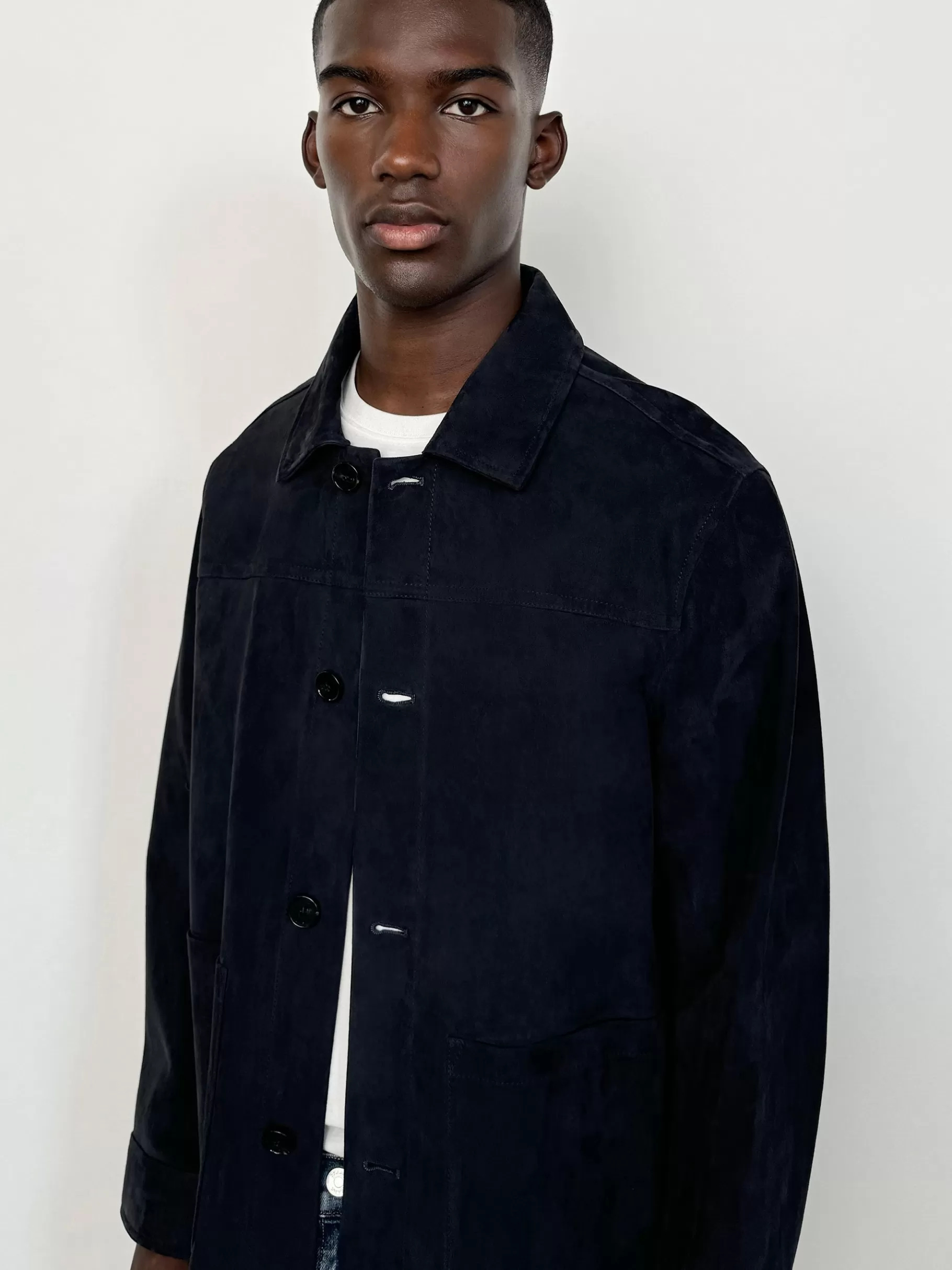 Leather & Suede | Jackets & Coats*FRAME Unlined Suede Chore Coat in Dark Navy Darknavy