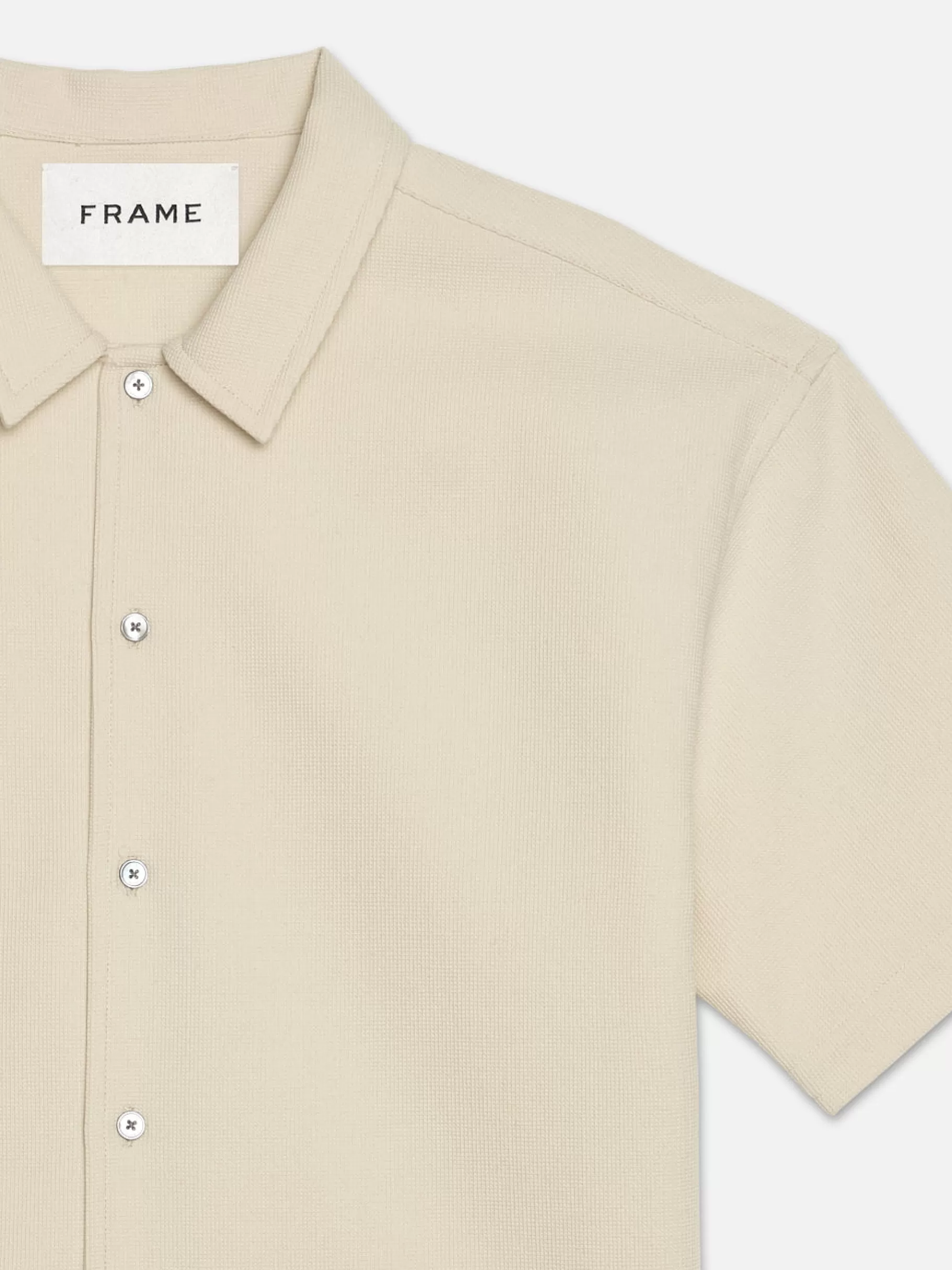 Shirts*FRAME Waffle Textured Short Sleeve Shirt in Beige