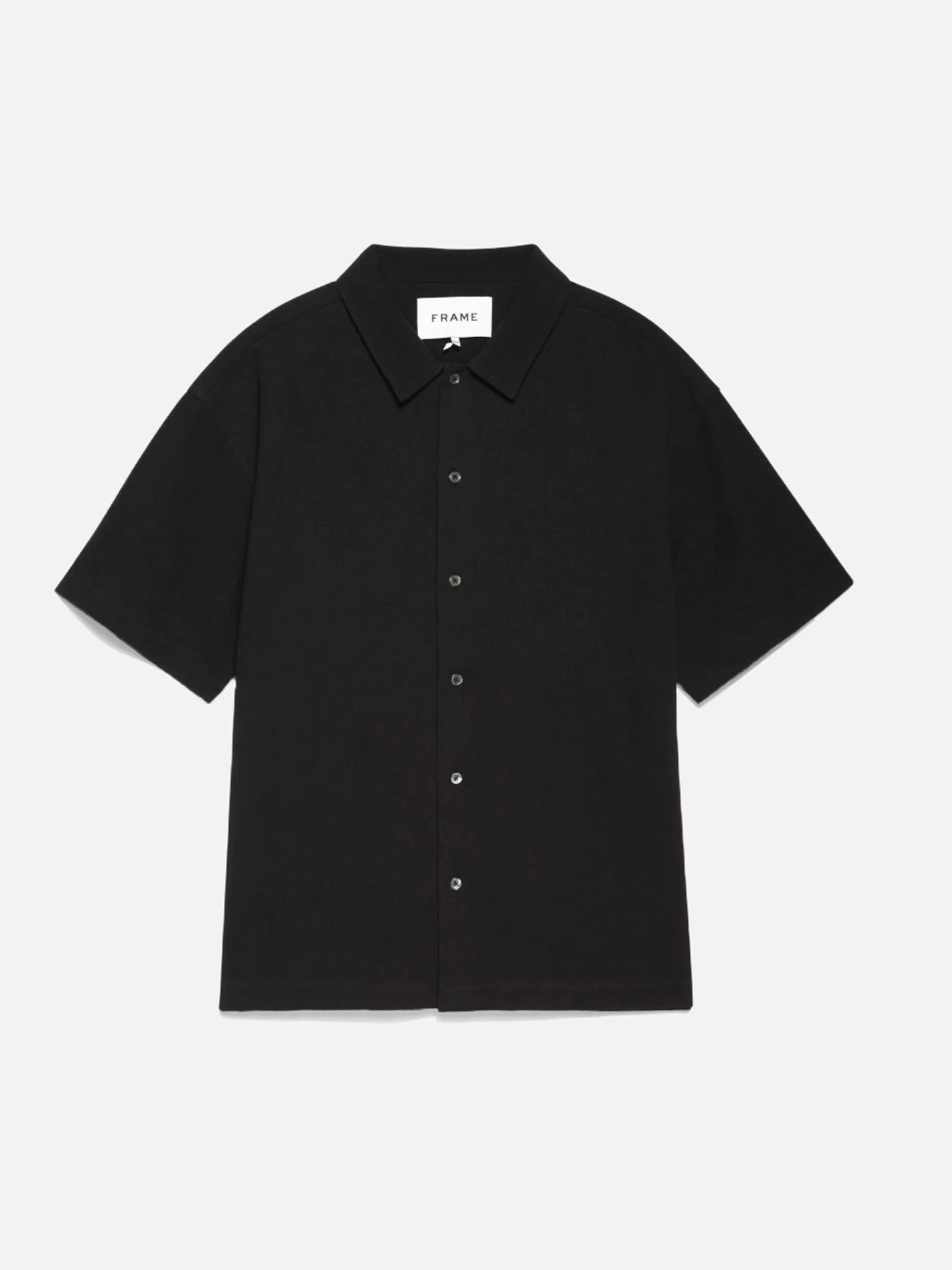 Shirts*FRAME Waffle Textured Short Sleeve Shirt in Black