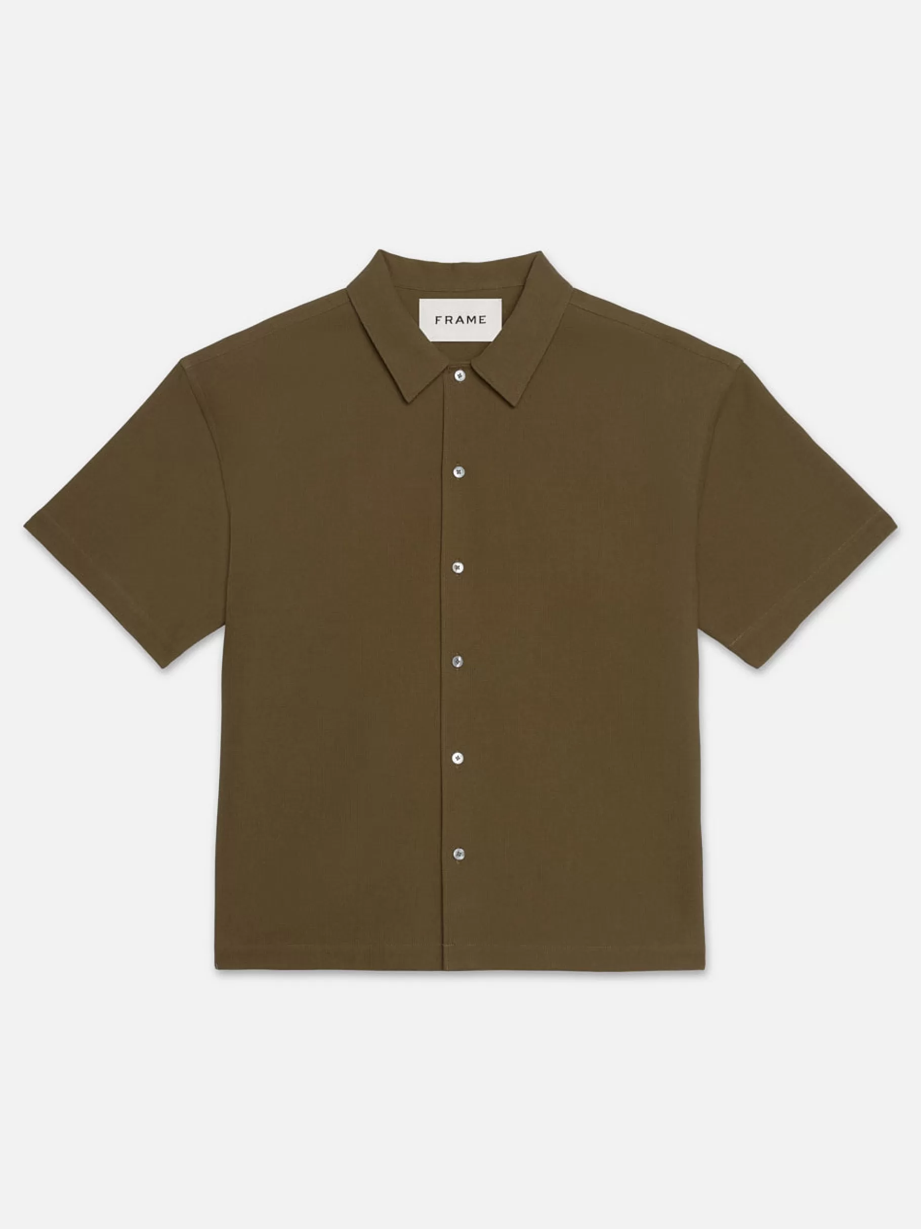 Shirts*FRAME Waffle Textured Short Sleeve Shirt in Dark Beige Darkbeige