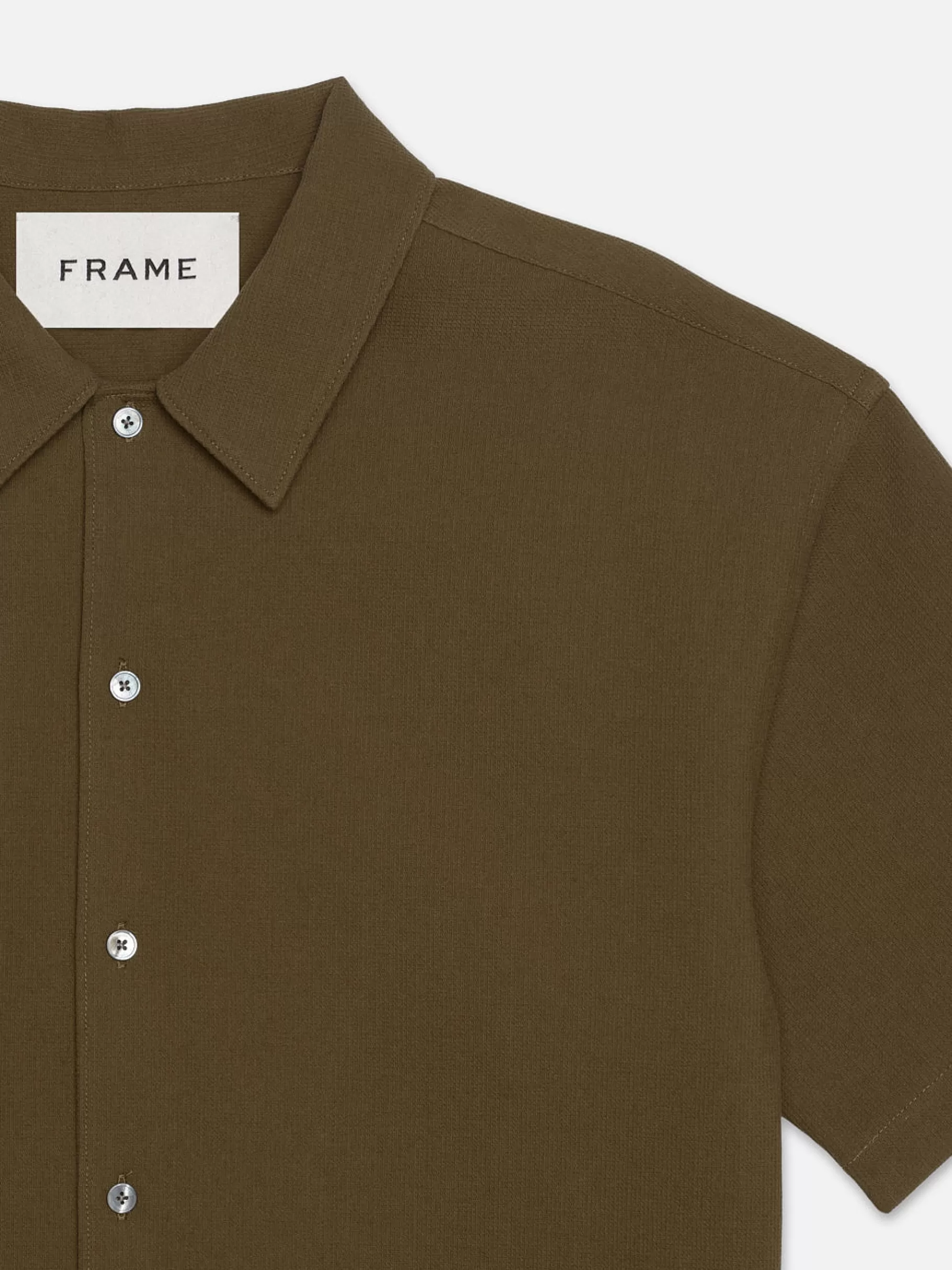 Shirts*FRAME Waffle Textured Short Sleeve Shirt in Dark Beige Darkbeige