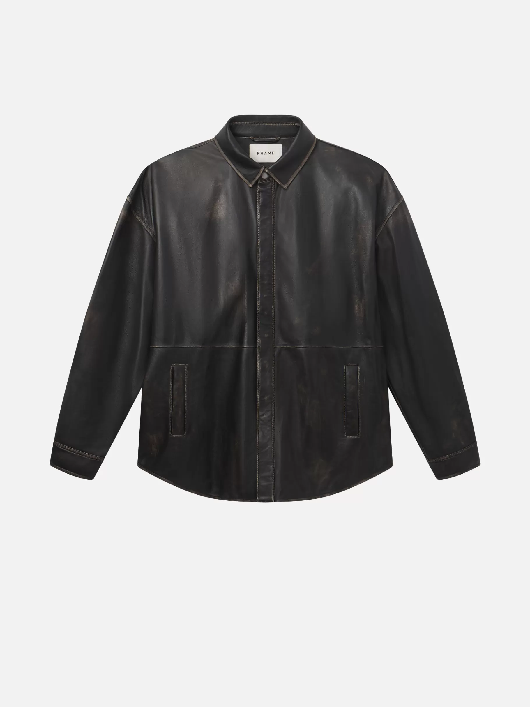 Leather & Suede | Jackets & Coats*FRAME Washed Leather Shirt in Black Washed Blackwashed
